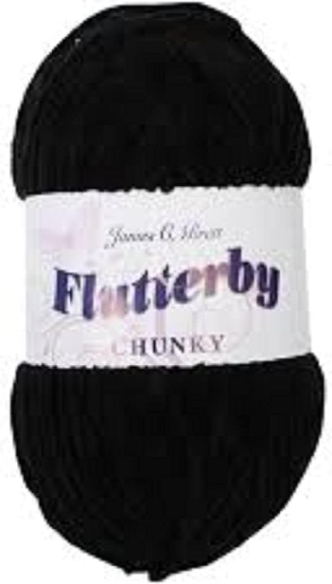 James C Brett Flutterby Chunky Knitting Wool (B30 Black)