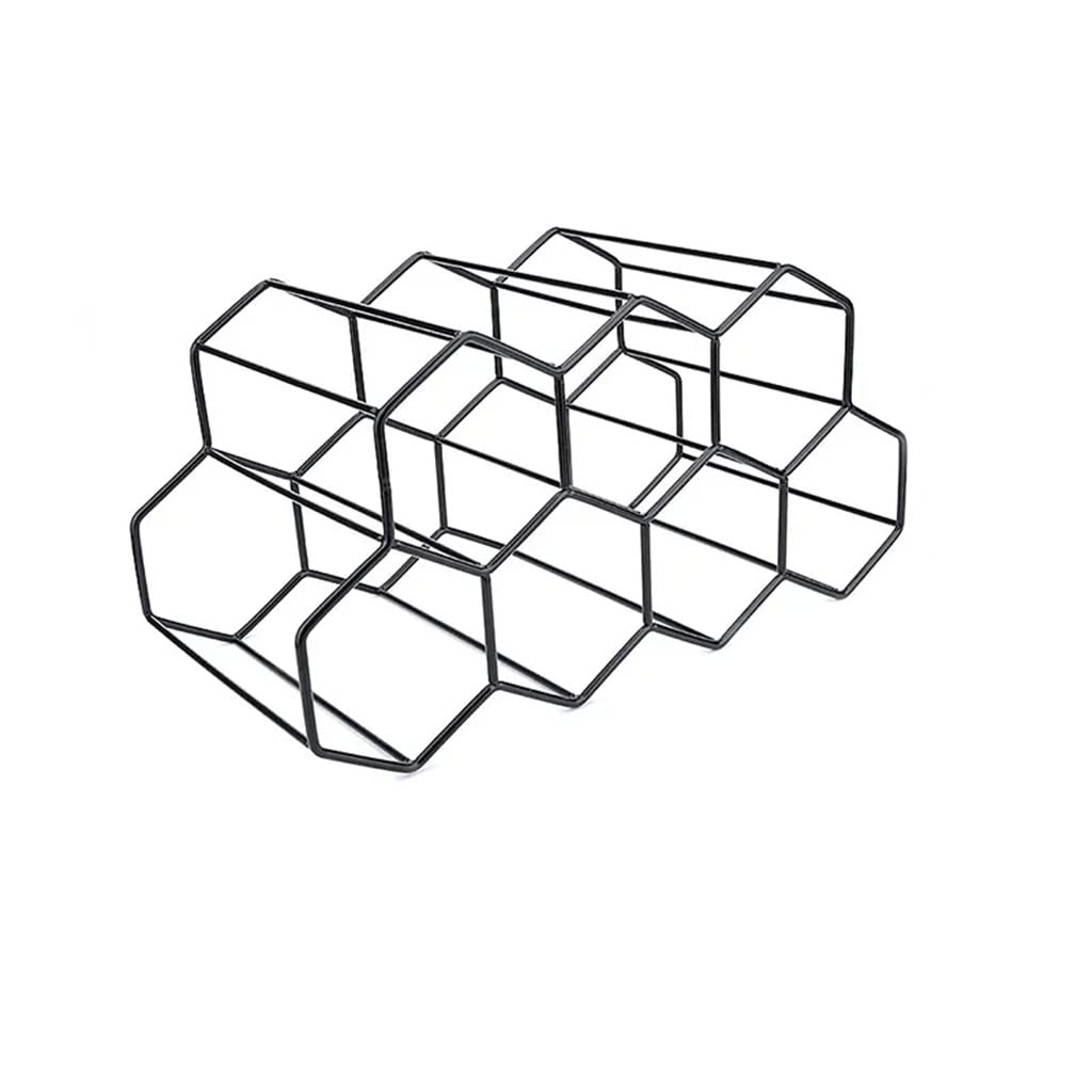 Estante de Vino de Panal de Metal, Almacenamiento de Botellas de Vino, Estante de Mesa de Colmena for Vino, Soporte Hexagonal for 9 Botellas de Vino