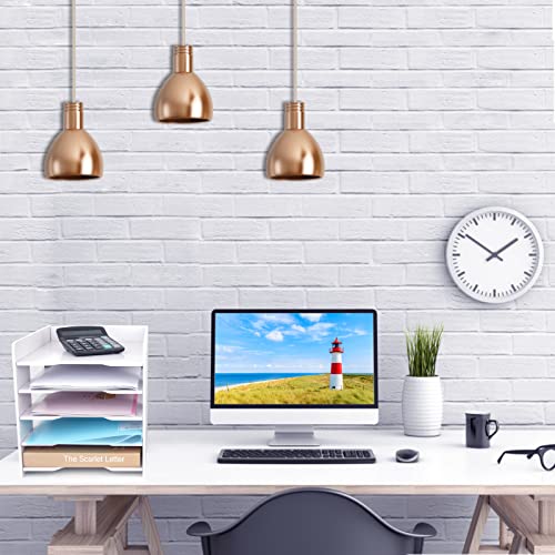 Desk Paper Storage Tray 5 Tier, File Organizer Paper Sorter Mail Letter Holder Tray Desktop Document Paper Tray White File Tray Rack For Office School Home Magazine Scrapbook Paper Folders ,12✕10 #TOP5