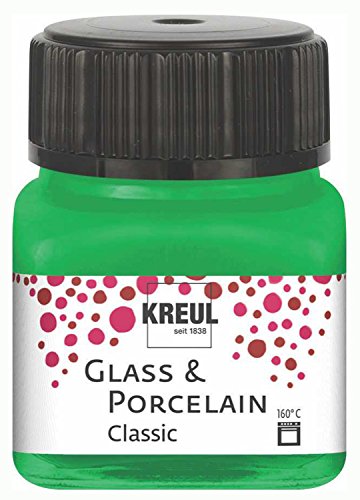 KREUL 16223 - Glass & Porcelain Classic grün, im 20 ml Glas, brillante Glas- und Porzellanmalfarbe auf Wasserbasis, schnelltrocknend, deckend
