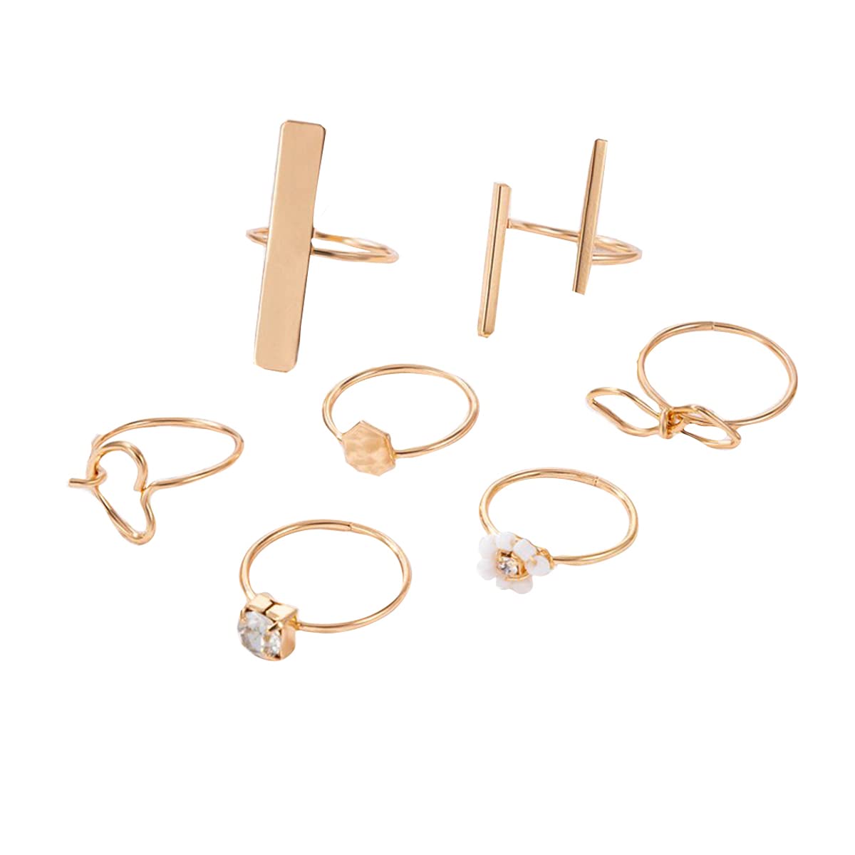 Jewels Galaxy Jewellery For Women Gold Plated Contemporary Stackable Rings Set of 7 (JG-PC-RNGH-2717) (B0BLSV5SDJ) Amazon Price History, Amazon Price Tracker