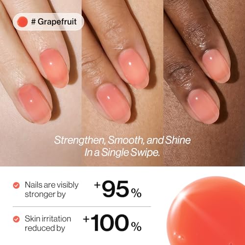 Image of ohora 2-in-1 Sheer Nail Polish & Strengthener - Grapefruit | Tinted Nail Concealer | Nail Hardener for Weak, Damaged Nails | Nail Care Polish with Glossy Finish | Glazed-Syrup Formula, 15 mL