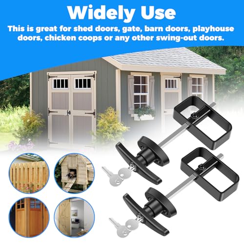 2pcs Zinc Alloy Shed Door Latch T-Handle Lock Kit