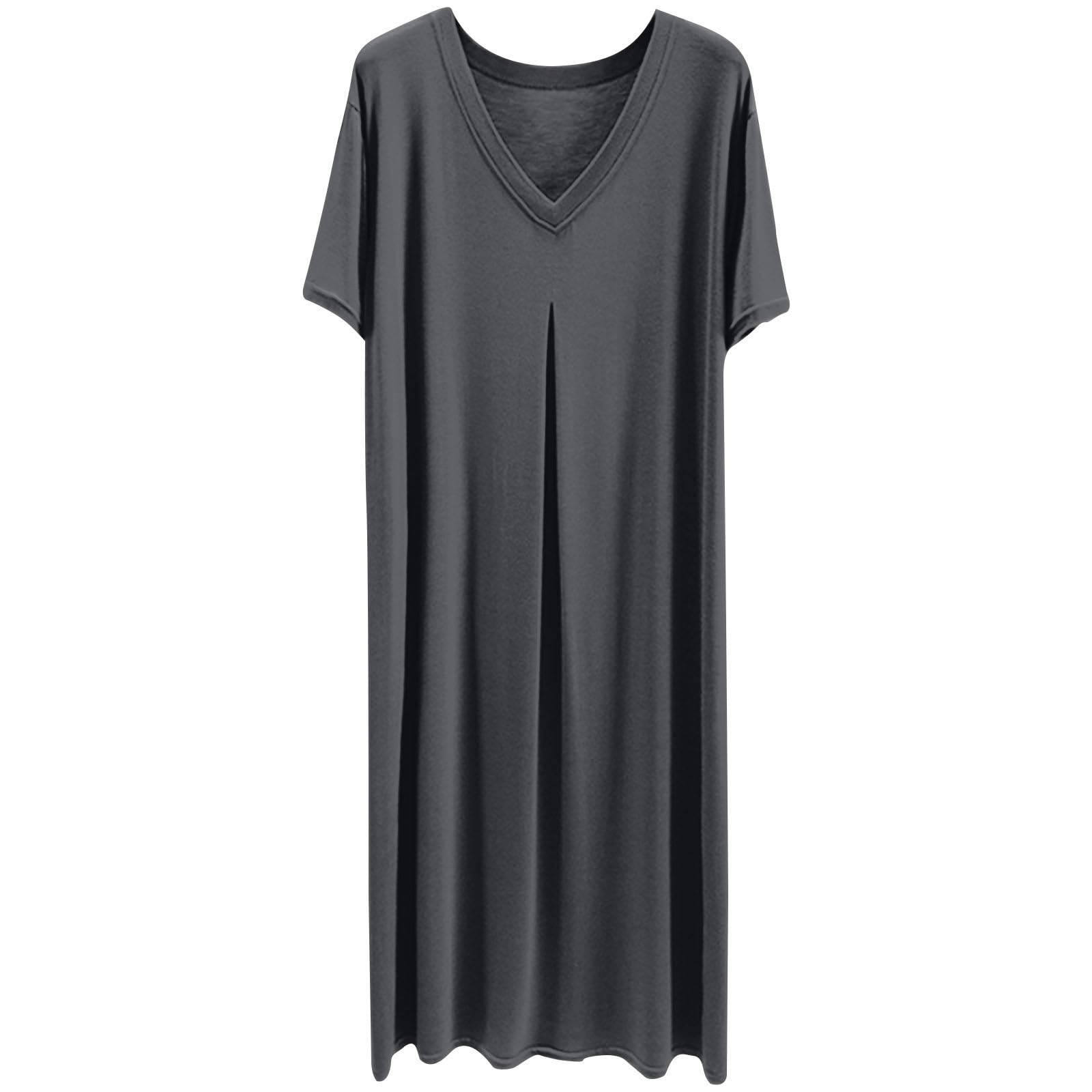 ZeiayuasNightdress for Women UK Clearance Short Sleeve Casual T Shirts Dress V Neck Loose Long Dresses Lightweight Baggy Lounge Dress Pyjamas Sleepwear