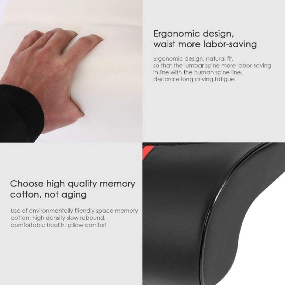MASO, cuscino di supporto per il collo dell’auto, cuscino poggiatesta in morbida pelle PU + memory foam per auto per guidare il collo e alleviare il dolore al collo Nero, 4
