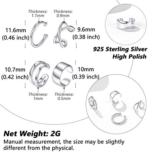 Silvora Sterling Silver Cuff Earrings for Woman Teen Girls Non Pierced Ears Jewelry with Delicate Gift Packaging3