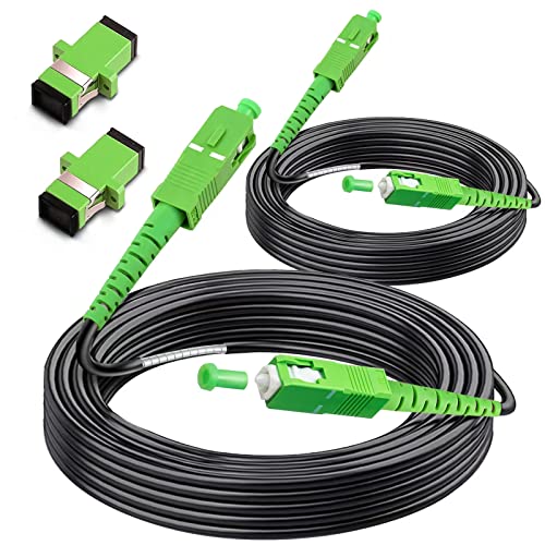 Image of (30m - 2Pack) SC /APC to SC /APC Fiber Optic Internet Cable, Outdoor Armored Single Mode Patch Cable, Fiber Optic Jumper Optical Patch Cord - SIMPLEX - 9 /125um - OS1 /OS2 Compatible, LSZH Black