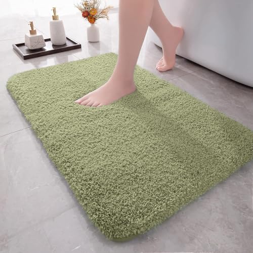Amazon Brand - Umi Vegas Bath Mat - Anti-Slip, Microfiber Super Soft, Washable - Bathroom Mat for Home, Bedroom (40x60 cm, Green)