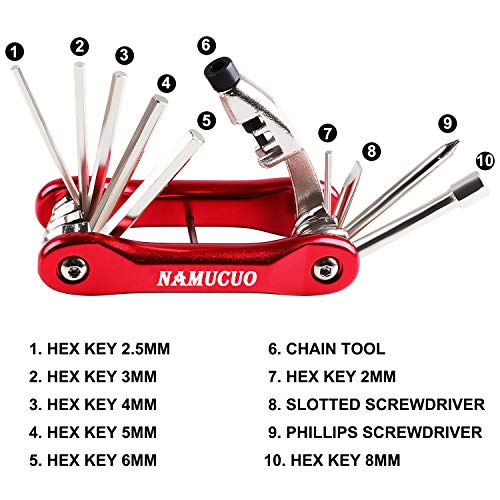 Image of NAMUCUO Saddle Bag Bike Repair Tool Kits - Bicycle Tool Set with Bicycle Seat Packs and Bike Multi Function Tool Chain Tool Bike Tire Tool. 6 Month Warranty