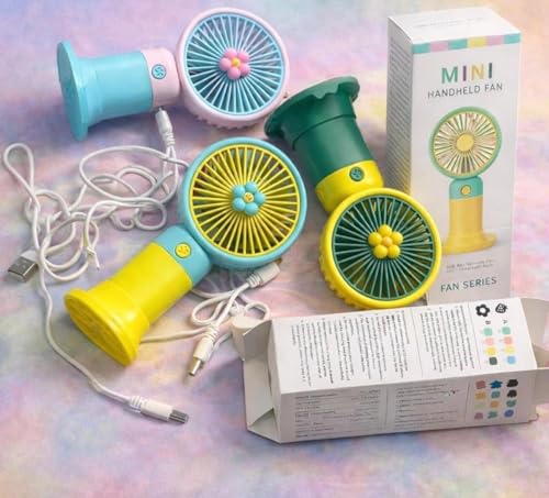 Image of Pack of 6 Cute Mini Handheld Electric Fan (up to 6 Hours Running) - Birthday return gifts for Kids Party I Boys and Girls age 3 4 5 6 7 8 9 10 Years old