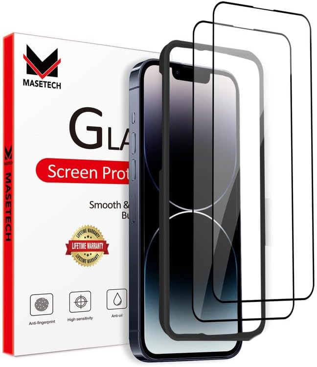 Protector de pantalla para iPhone 141313 Pro, vidrio templado y herramienta de instalación compatible con Apple 2022 (paquete de 2)