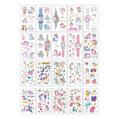Tatuaggi per Bambini, 20 adesivi per tatuaggi con cavalli arcobaleno, tatuaggi temporanei bambini, Tatuaggi per Ragazze Ragazzi Tatuaggio Feste di Compleanno