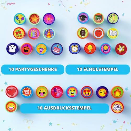 JOYIN 50 Stück mini Stempel Kinder ab 3 Jahre-5 Farben, 50 Designs Kinder Stempel für Mitgebsel Kindergeburtstag… – Ansicht 3