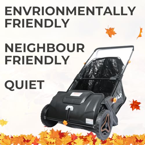 Garden Sweeper Collector Brush Rake - Silent Push Along - Extra Wide 530Mm Working Sweep Width & 100L Debris Collection Bag - Height Adjustable - Driveway, Patio, Lawn, Artificial Grass - 7