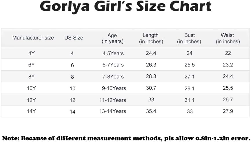 GORLYA ガールズ 七分袖 カジュアル スカラップエッジ Aライン ベルト付きドレス ポケット付き 4~14歳のお子様向け, ホ