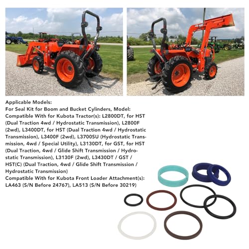 Image of Boom Bucket Cylinder Seal Kit Excellent Sealing Long Durability 7J266 63400 Kubota Tractor Front Loader Cylinder Seal Kit