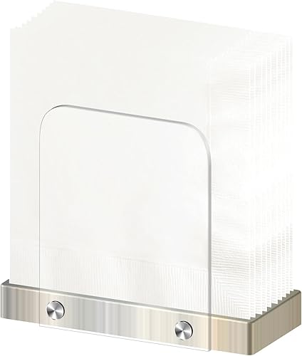 Miniatura 6 de Servilletero moderno para cocina, servilletero de pie para mesas, acrílico transparente y base de acero plateado, decoración de cocina y comedor
