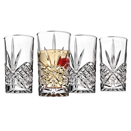 Godinger Highball Glasses, Drinking Glasses, Tall Beverage Glass, Glass Cups - Platinum Rim, Dublin...