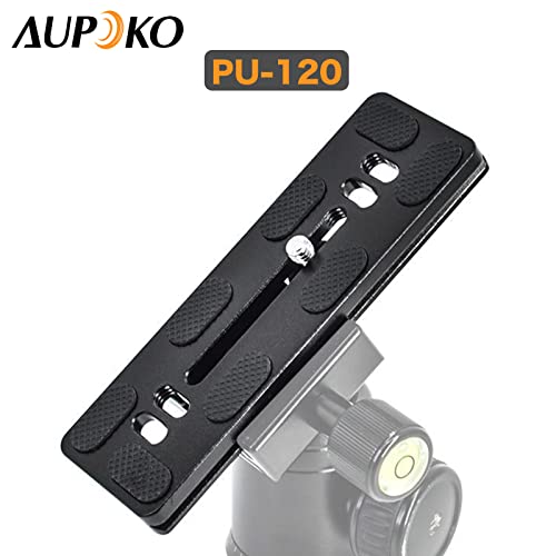 Aupoko Plaque à Dégagement Rapide Universelle en 3 Pièces, 2 x PU-50 et 1 x PU-120 Plateau avec Vis 1/4" pour Trépied/Appareil Photo Reflex Numérique/Trépied à Rotule, Compatible Arca-Swiss – vue 5