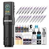 Wormhole Tattoo Gun Wireless Tattoo Kit – 1800mAh Battery, Jumpstart Mode, Timer & Memory Function – Complete Tattoo Machine Kit for Beginners & Professionals with Tattoo Ink, Needles & Supplies