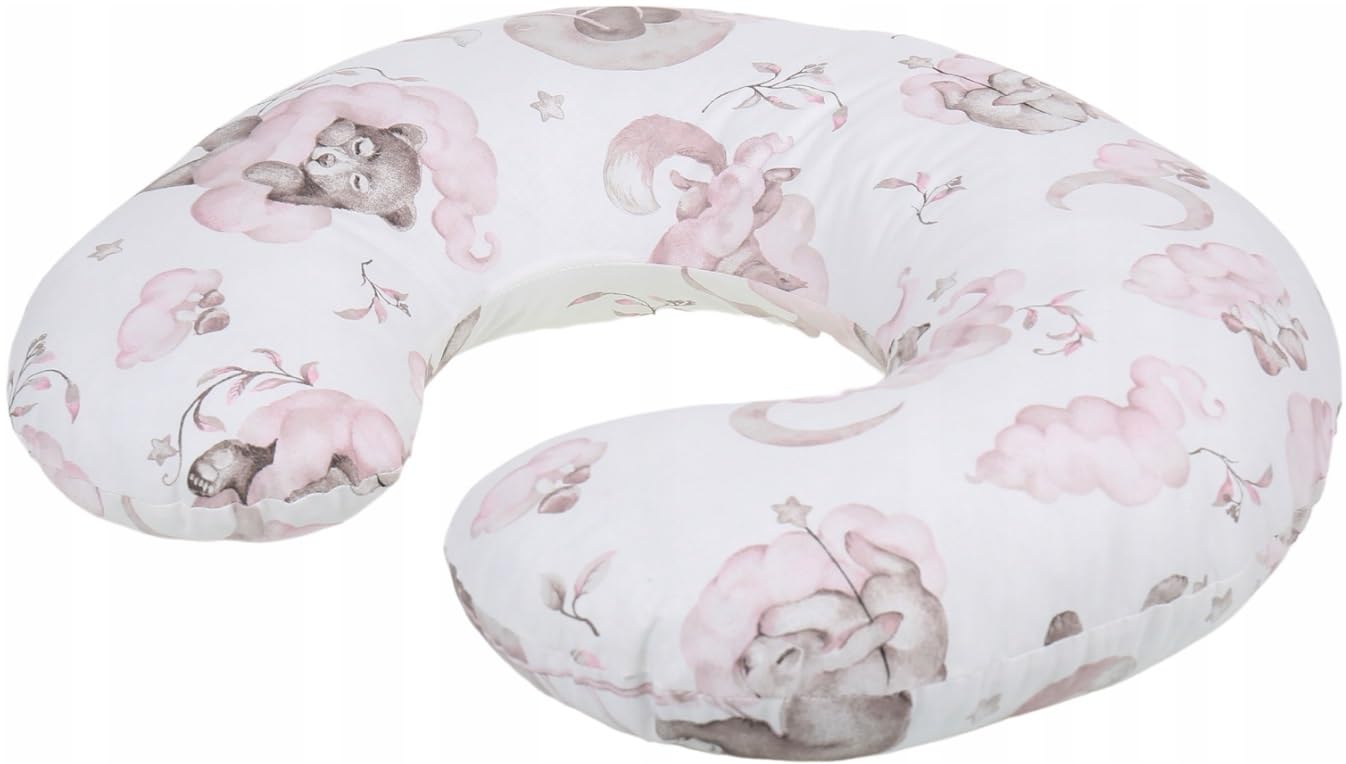 Babymam Baby Breast Feeding Pillow Nursing Pregnancy Baby Sitting Support Pink Bears