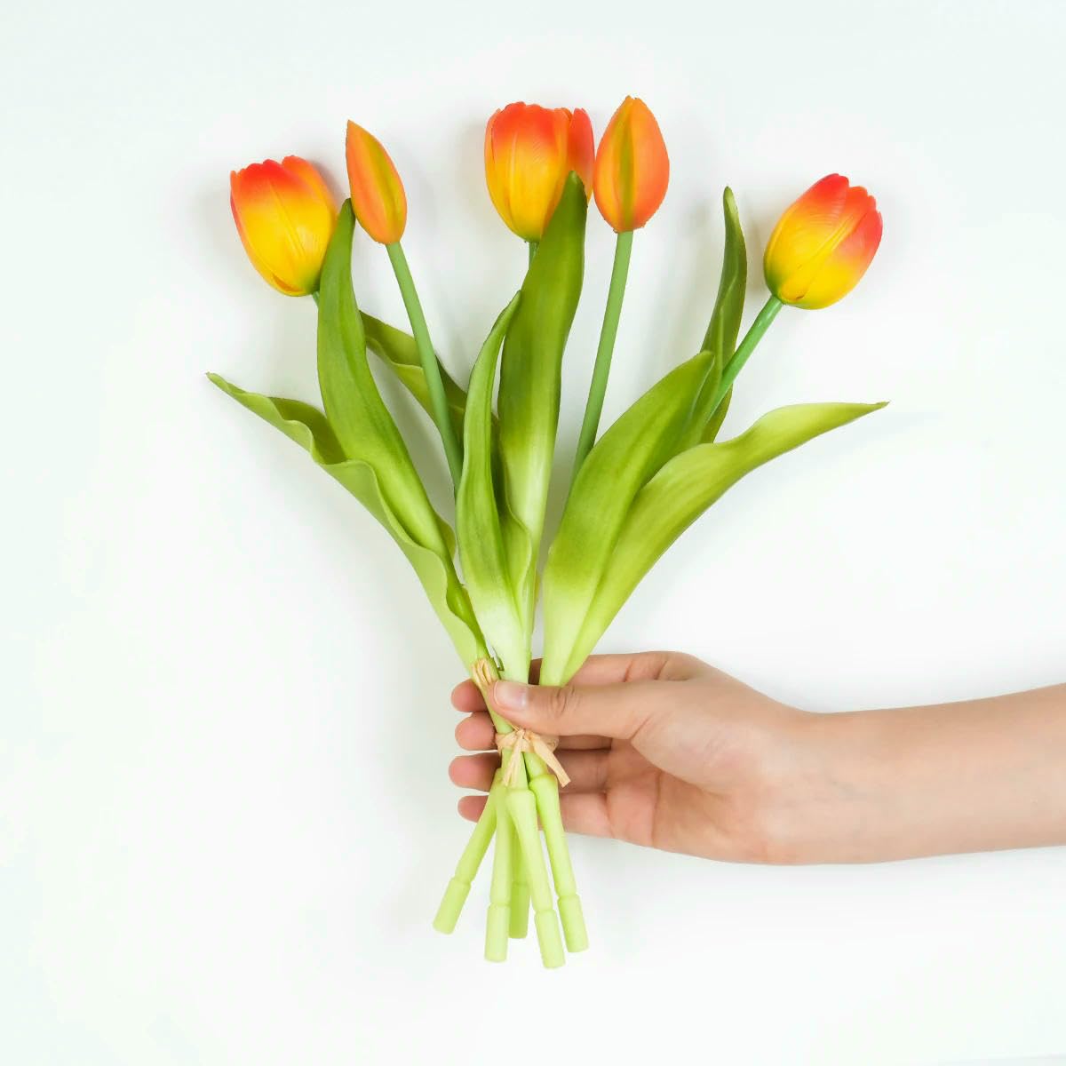 CVJdfhRE fake flowers， 5pcs Artificial Bouquet Silicone Fake Flowers Party Decoration Living Room Table Centerpiece Floral Arrangement(Sunset Red)