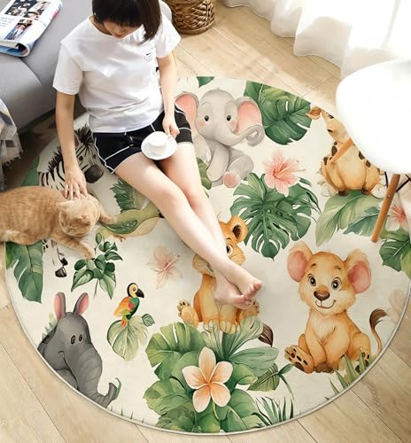 Tapis rond animaux antidérapant pour éviter les chutes en chambre - 6