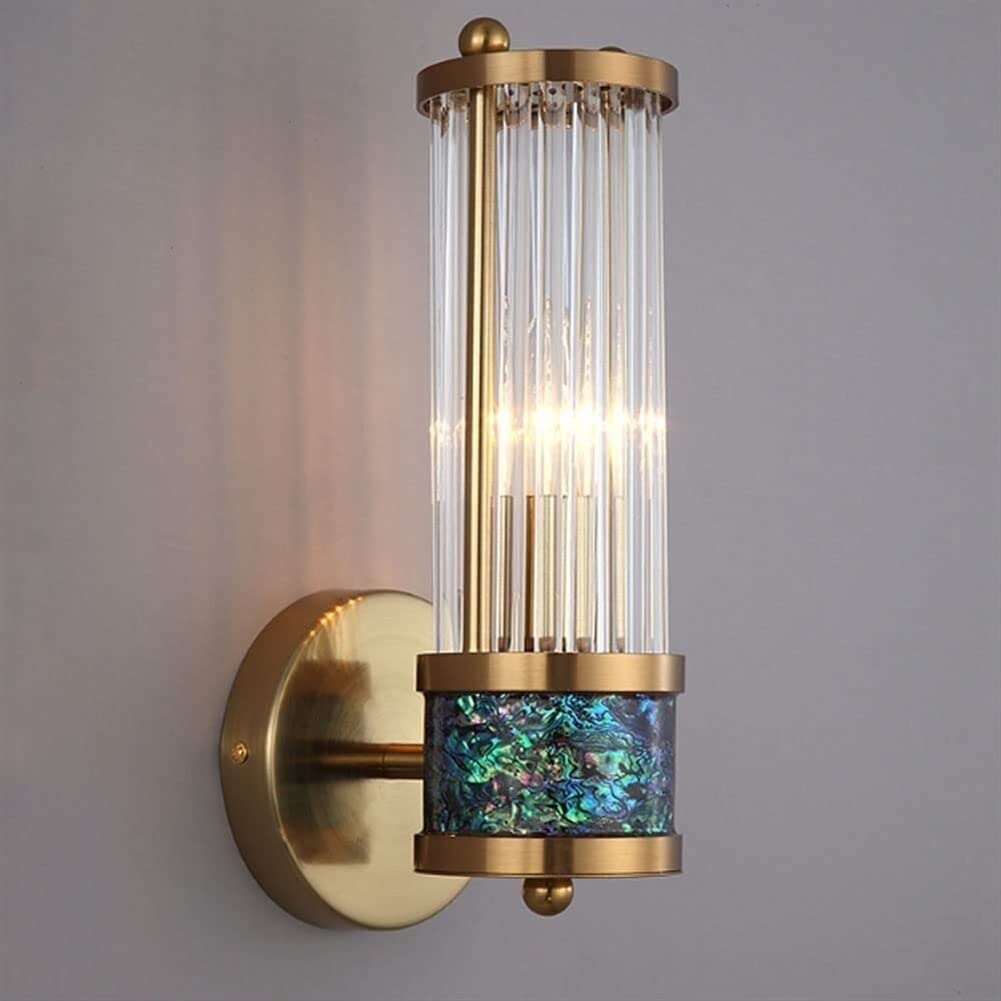 Olskfuh Single Head Wall Lamp Golden Sconce Led Crystal Mount Copper Indoor Wall Light Wall Mount Sconce Fixture Compatible With Living Room Dining Background Bedroom Stair Entrance Corridor,