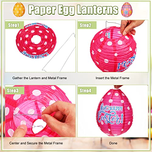 Image of 12 Pcs Easter Party Hanging Paper Lanterns Easter Eggs Bunny Chick Basket Flower Happy Easter Paper Lanterns Hanging Lanterns Decorative for Easter Party Decoration Supplies