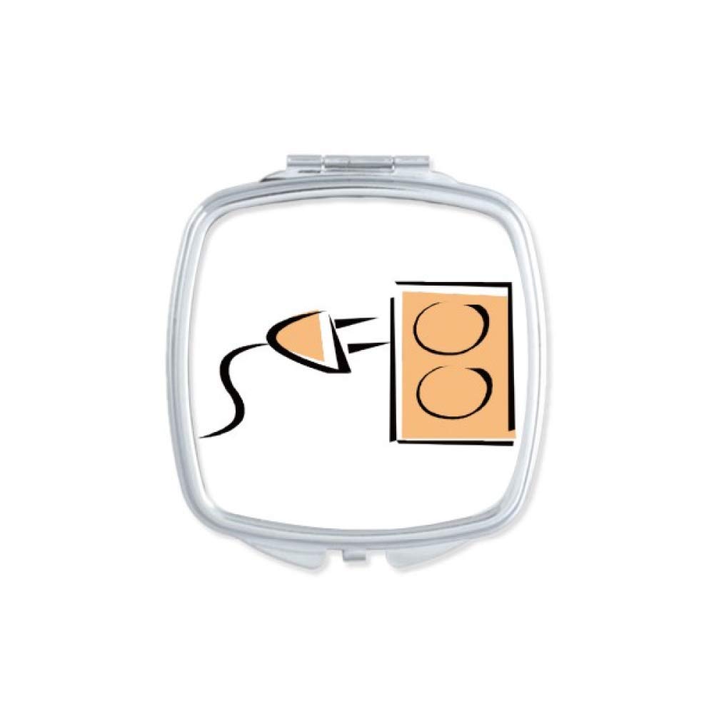 Charging Cable Plug Socket Pattern Mirror Portable Compact Pocket Makeup Double Sided Glass