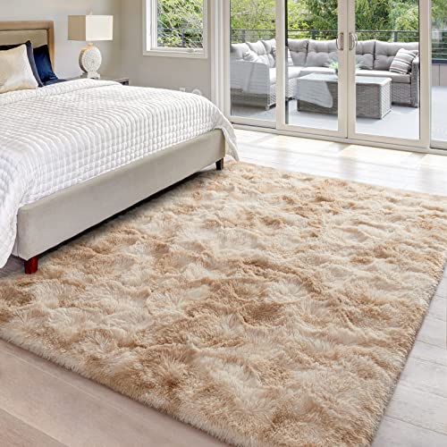 Image of Hutha 6x9 Large Washable Area Rugs for Living Room Tie-Dyed Beige