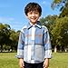 Feidoog Toddler Baby Boys and Girls Plaid Shirts Jacket Long Sleeve Lapel Button Down Top Outwear Clothes,Blue,4-5T