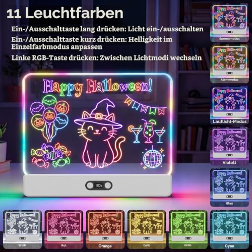 LED Zeichenbrett für Kinder 16-inch Leuchtendes Zeichenbrett mit 11 Farben Acryl Notiztafel Maltafel Drawing Board Memoboard Kreatives… – Ansicht 2