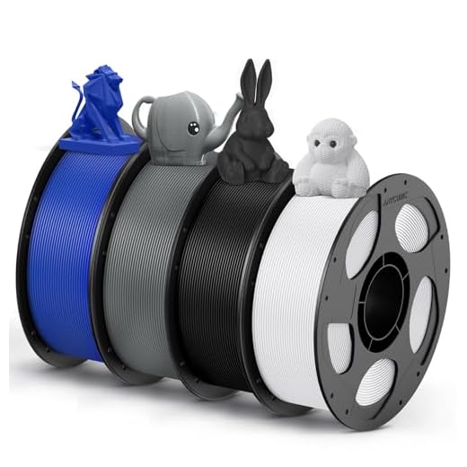 ANYCUBIC PETG Filament 1.75mm Bundle, 3D Printer Filament, Dimensional Accuracy +/- 0.02mm, Exceptional Toughness, 1KG Reusable Spool, 4KG Black+White+Texture Grey+Blue