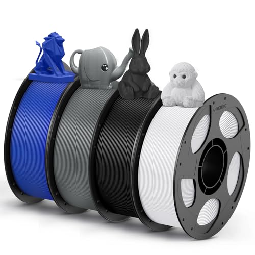 Image of ANYCUBIC PETG Filament 1.75mm Bundle, 3D Printer Filament, Dimensional Accuracy + /- 0.02mm, Exceptional Toughness, 1KG Reusable Spool, 4KG Black+White+Texture Grey+Blue