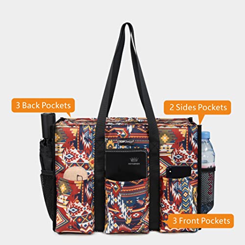 Image of TOPDesign Utility Water Resistant Tote Bag with 13 Pockets, Top Zipper Closure & Thick Bottom Support, for Working Women