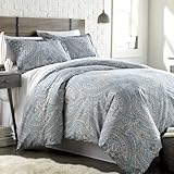 Southshore Fine Living, Inc. King Size Comforter Set, Down Alternative Boho Bedding, Paisley Print Bedspread, California/King Sized Comforter with 2 Matching Shams, Pure Melody Aqua
