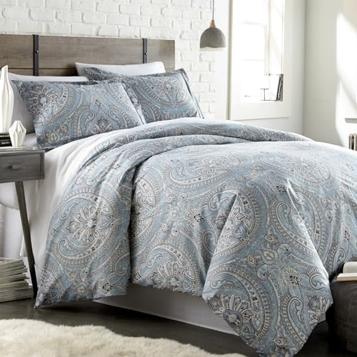 Southshore Fine Living, Inc. King Size Comforter Set, Down Alternative Boho Bedding, Paisley Print Bedspread, California/King Sized Comforter with 2 Matching Shams, Pure Melody Aqua