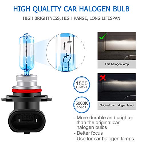 Sidaqi HB3/9005 65W Halogen Bulbs 5000K Warm White 12V Upgraded Version Bright and High Penetration High/Low Beam Headlight Fog Light DRL 2PCS - Image 3