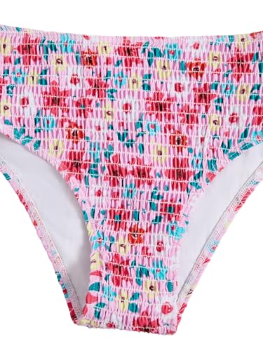 Image of SOLY HUX Girl's Floral Print Bikini Set Spaghetti Strap Smocked Bathing Suit Two Piece Swimsuit