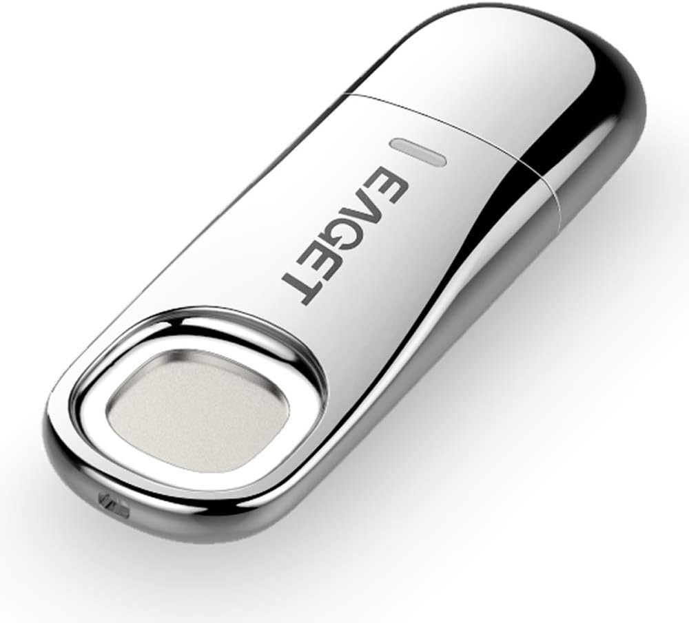 Eaget USB3.0 Flash Drive Fingerprint Encryption Pen Drive USB Flash Disk Memory Stick Storage Data Security Protection Identification Business Office Metal Silver (32GB)