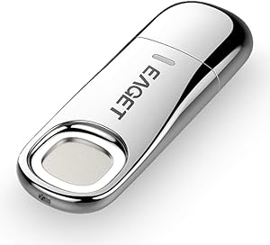 Eaget USB3.0 Flash Drive Fingerprint Encryption Pen Drive USB Flash Disk Memory Stick Storage Data Security Protection Identification Business Office Metal Silver (32GB)