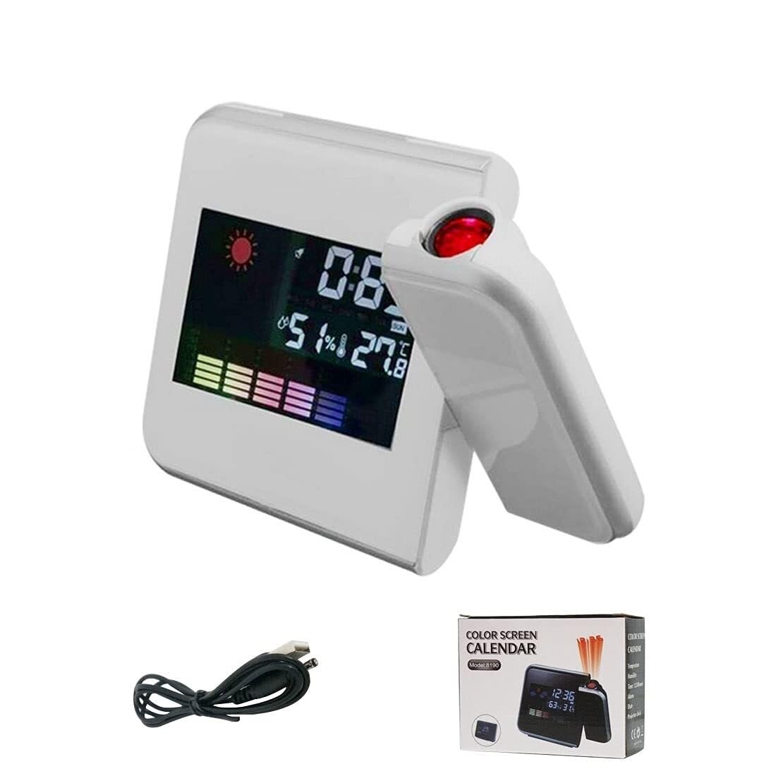 Reloj despertador con proyección digital LED, termómetro de temperatura, pantalla de fecha y hora de escritorio, proyector, calendario, reloj LED de mesa