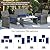 Shintenchi 4-Piece Outdoor Gray Wicker Patio Conversation Furniture Set, Rattan Patio Furniture Set with Weather Resistant Cushions and Tempered Glass Tabletop,Deep Blue