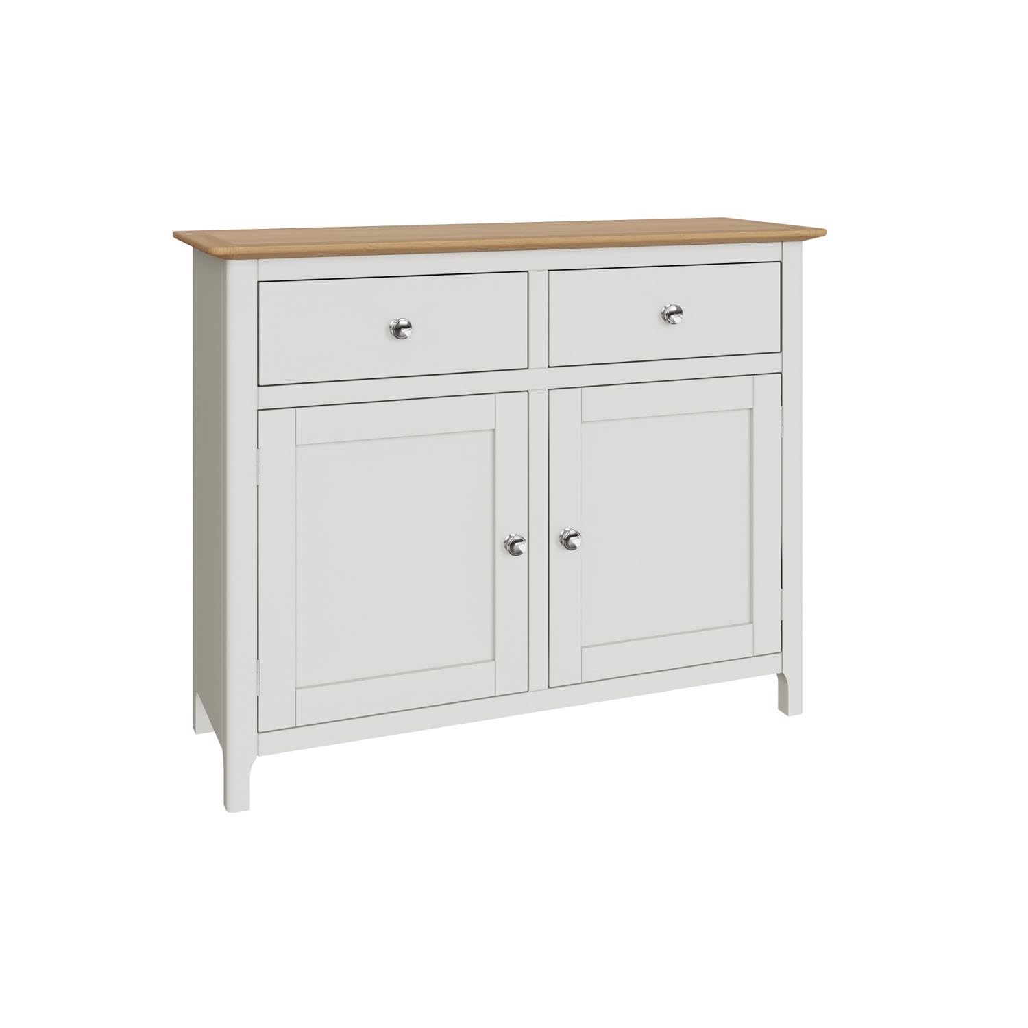 FWStyle White Linen Oak 2 Door 2 drawer Sideboard - H76 X W96 X D33cm