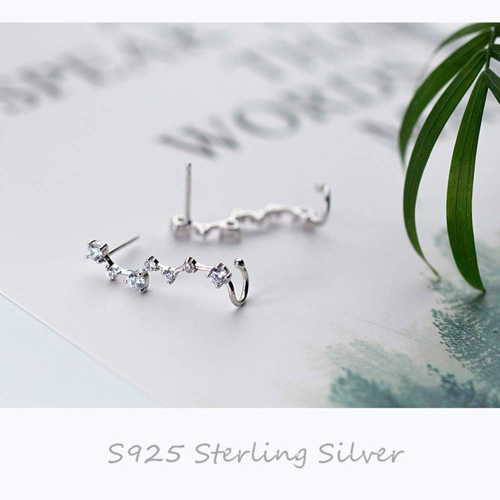 CZ Big Dippe Constellation Cuffs Crystal Studs Earrings for Women 925 Sterling Silver Diamond Star Astrology Spiral Hoop Climber Crawler Hypoallergenic Post Pin Charms Fashion Gifts Friend