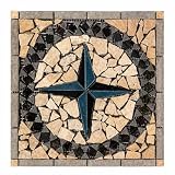 Stock Ceramiche Rosone in Marmo e Travertino, Rosa dei Venti, 32,5 x32,5 cm, Fatto a Mano, Stile Classico