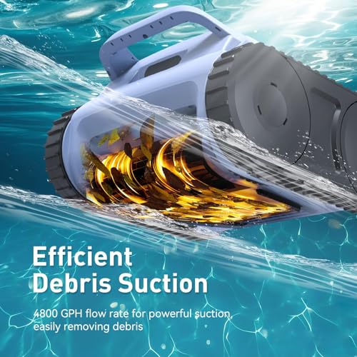 Image of Cordless Pool Cleaner Robot, Pool Vacuum for Inground Pool & Above Ground Pool, Smart Navigation Self-Parking, LED Indicator, Wall&Waterline Cleaning Pool Robot up to 2150 Sq.ft