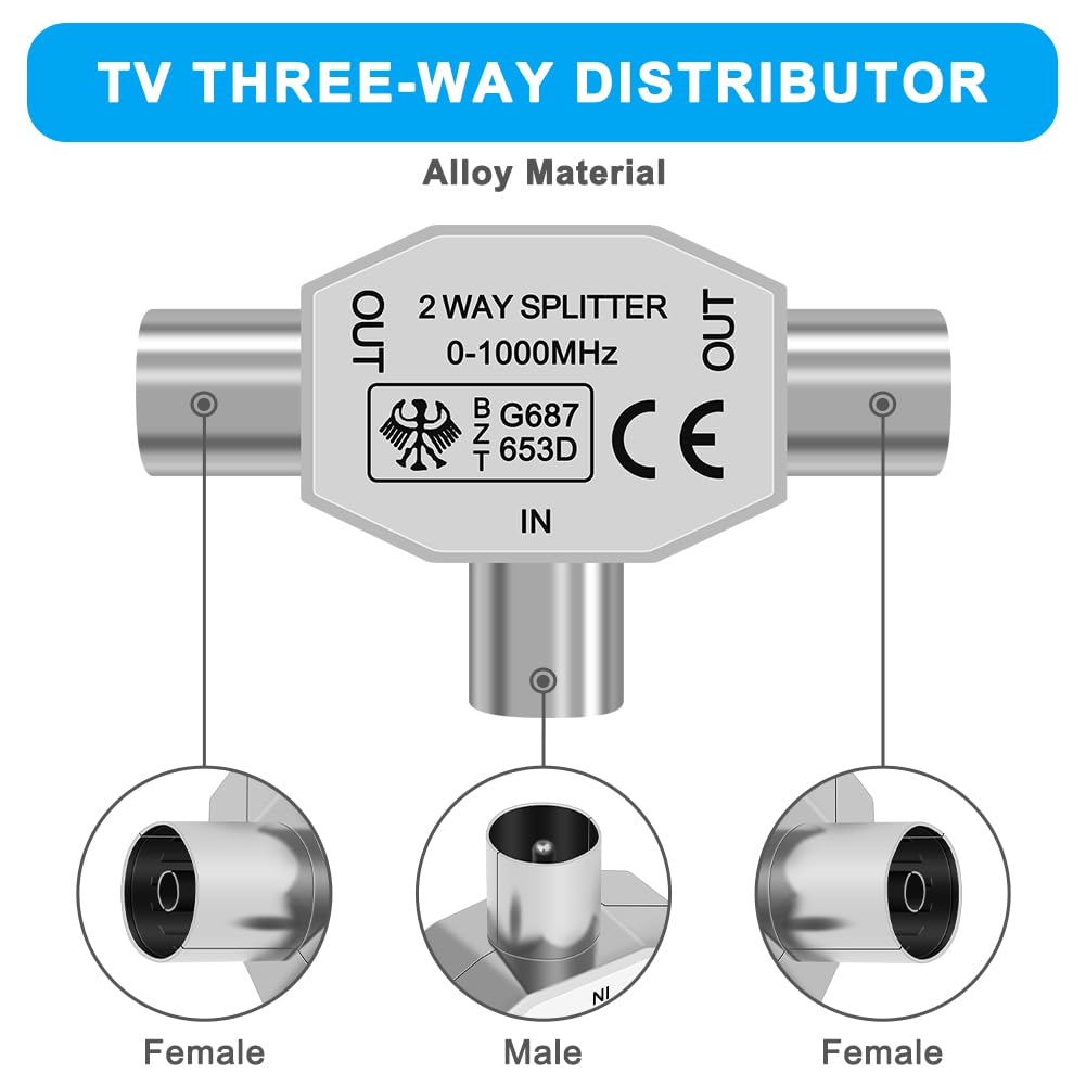 Adattatore T Per Segnale Tv Splitter Antenna Coassiale 1 A 2 - Foto 9