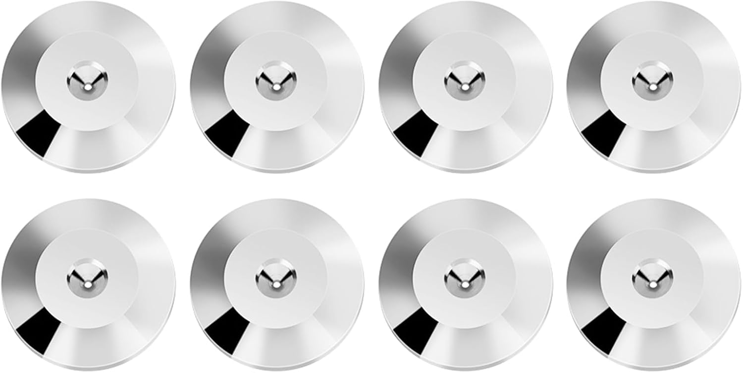 8 Pcs 25 x 4mm Universal Copper Speaker Spikes Pads Speaker Shock Base Pad Isolation Stand Feet Cone Base Mats Floor Disc(Silver)